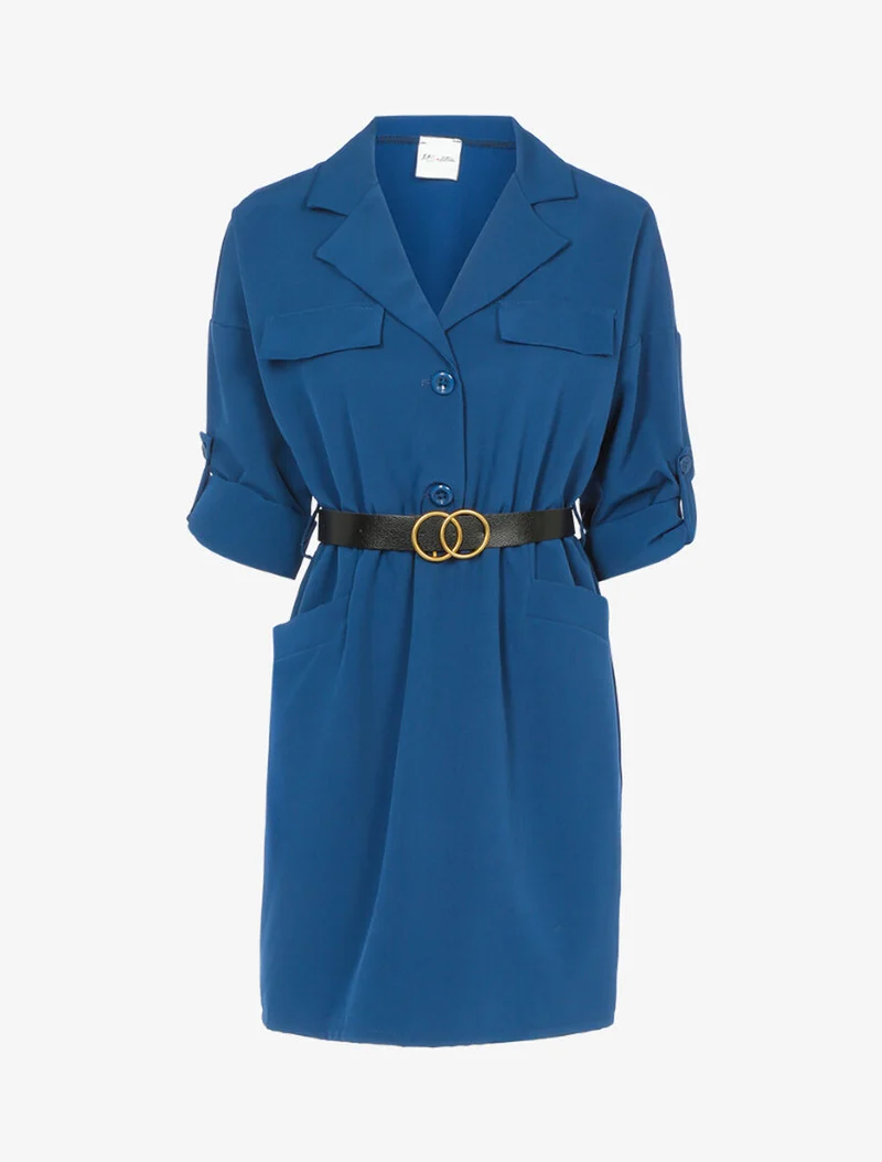 Hemdblusenkleid - Blaues Wagenrad