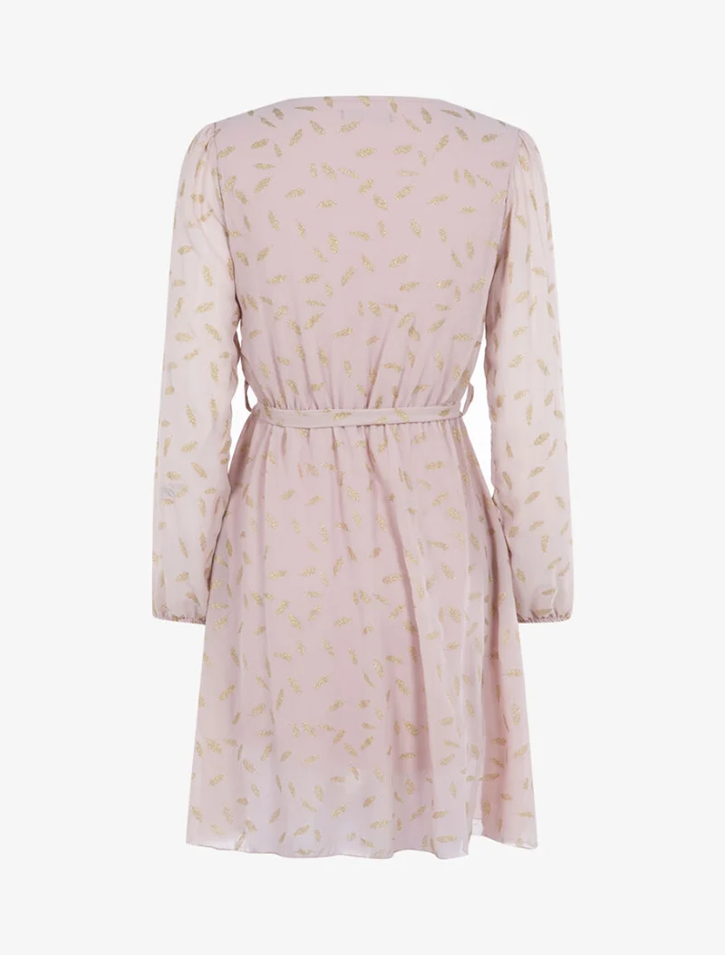 Kleid mit schimmerndem Blätterdruck - Rose