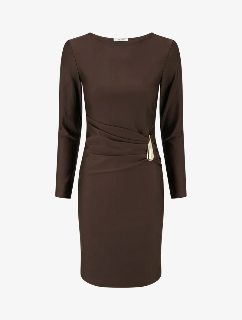 Midikleid mit Metallschmuck - Braun