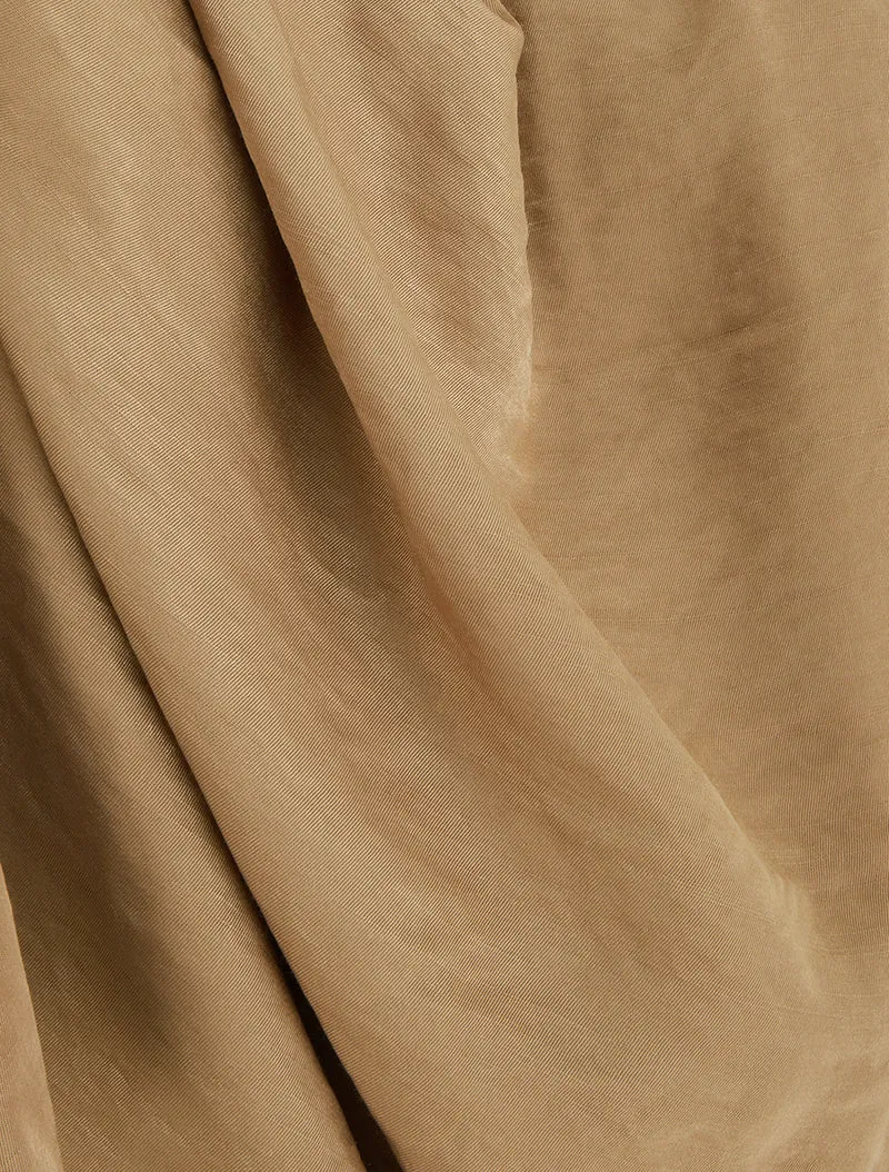 Satinbluse mit elastischen Bündchen - Kamel