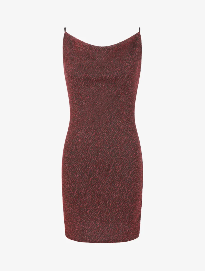Irisier strukturiertes Kleid - Rot