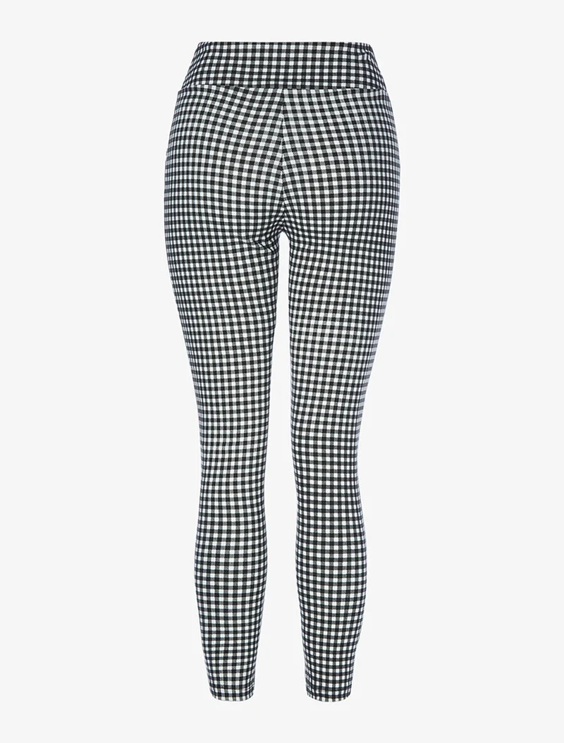 Hoch taillierte Vichy-Leggings - Schwarz