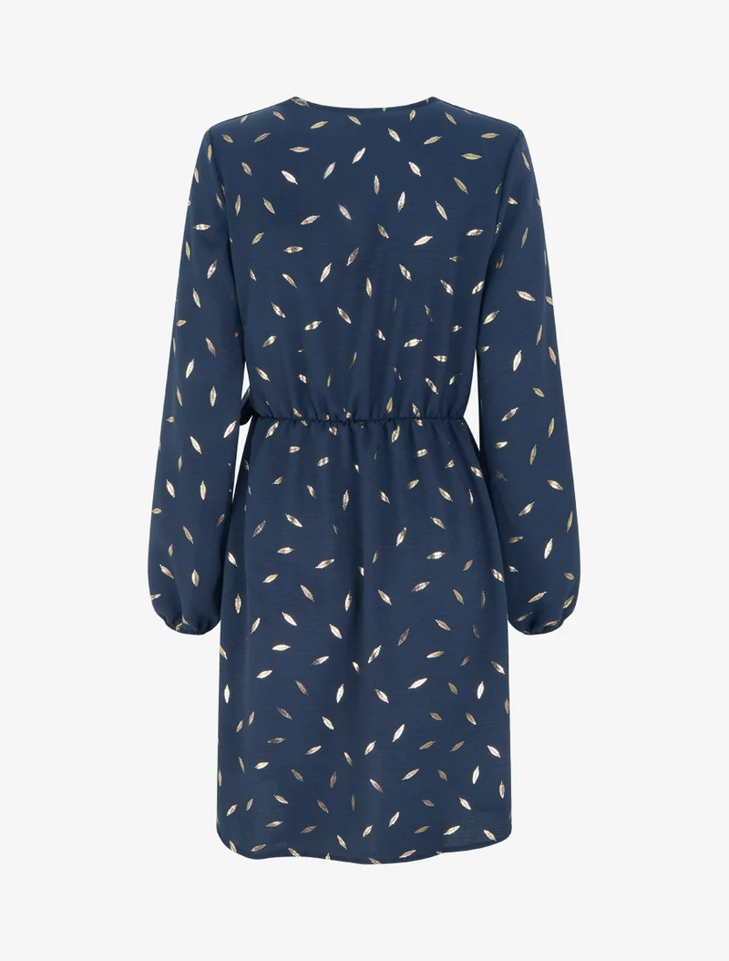 Elastisches Kleid mit schimmernden Federn - Marine