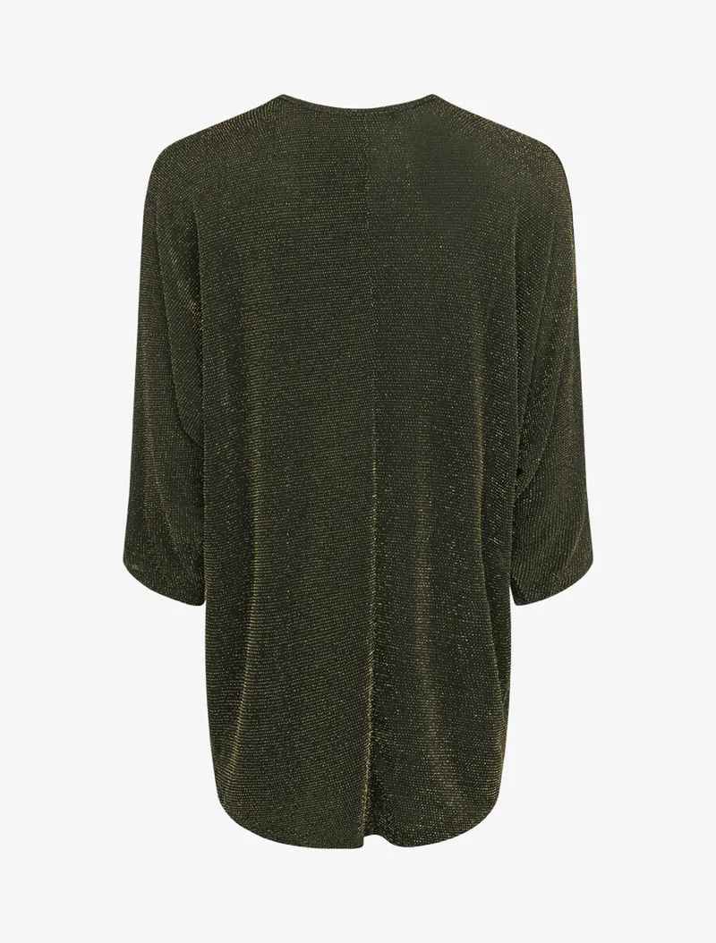 Glitzerndes Dolman-Top mit Reißverschlusskragen - Oder