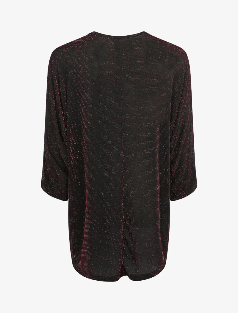 Glitzerndes Dolman-Top mit Reißverschlusskragen - Rot