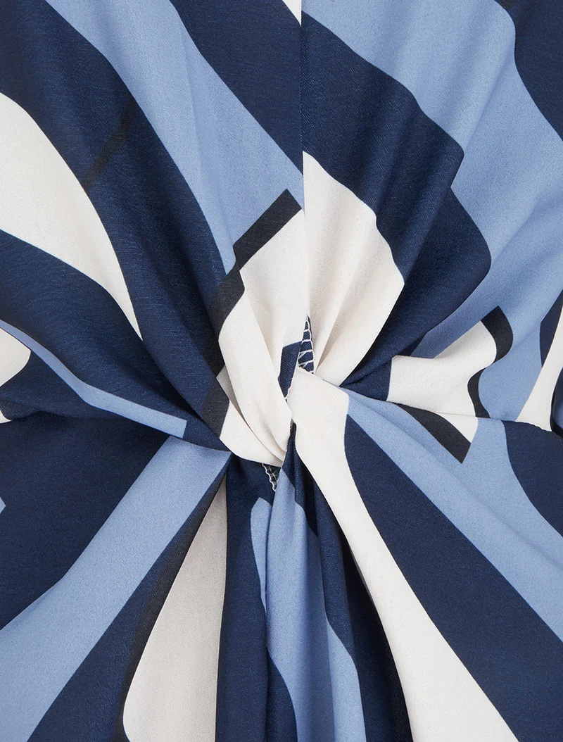 Langärmliges Kleid mit grafischem Druck - Marine