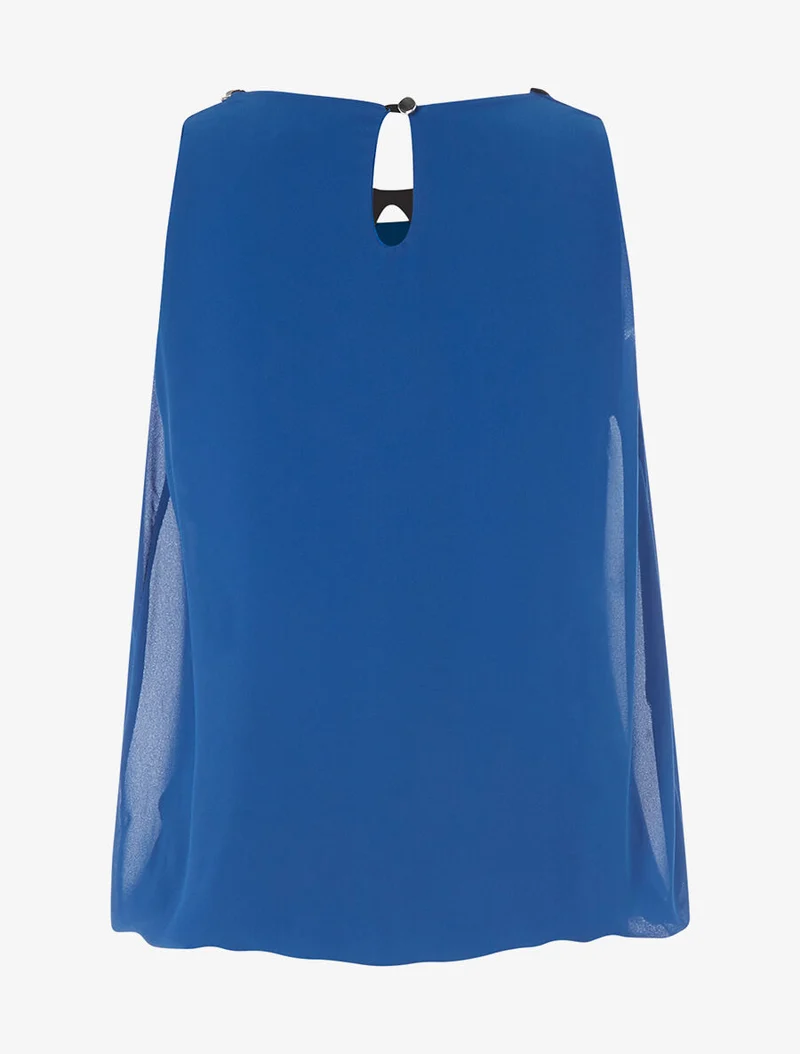 Top mit Claudine-Kragen und Strasssteinen - Blau