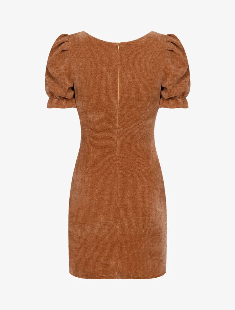 Etuikleid aus Cordstoff - Kamel