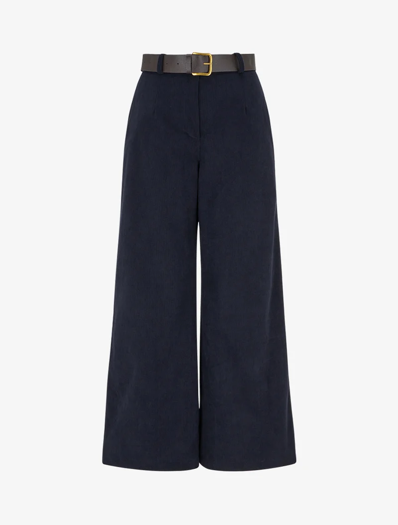 Gerippte einfarbige Hose - Marine