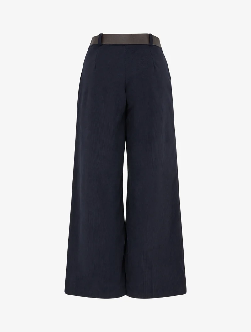 Gerippte einfarbige Hose - Marine