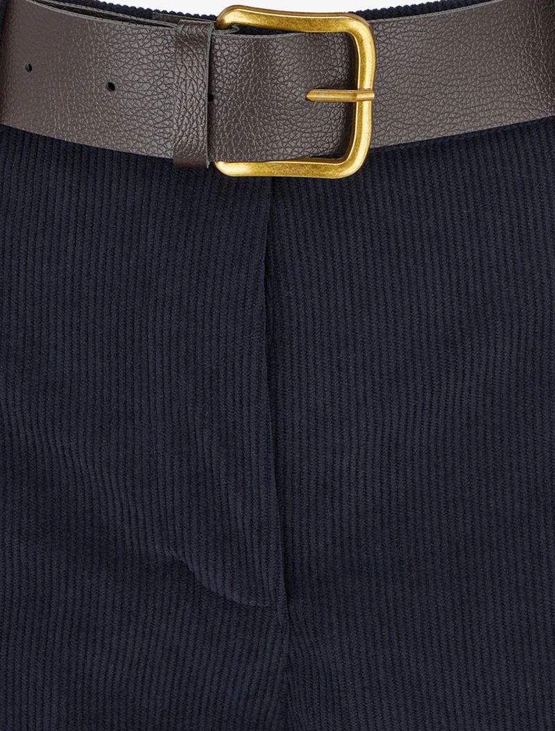 Gerippte einfarbige Hose - Marine