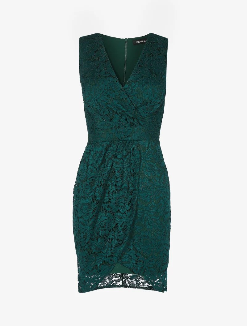 Tulpenkleid aus Spitze - Smaragdgrün