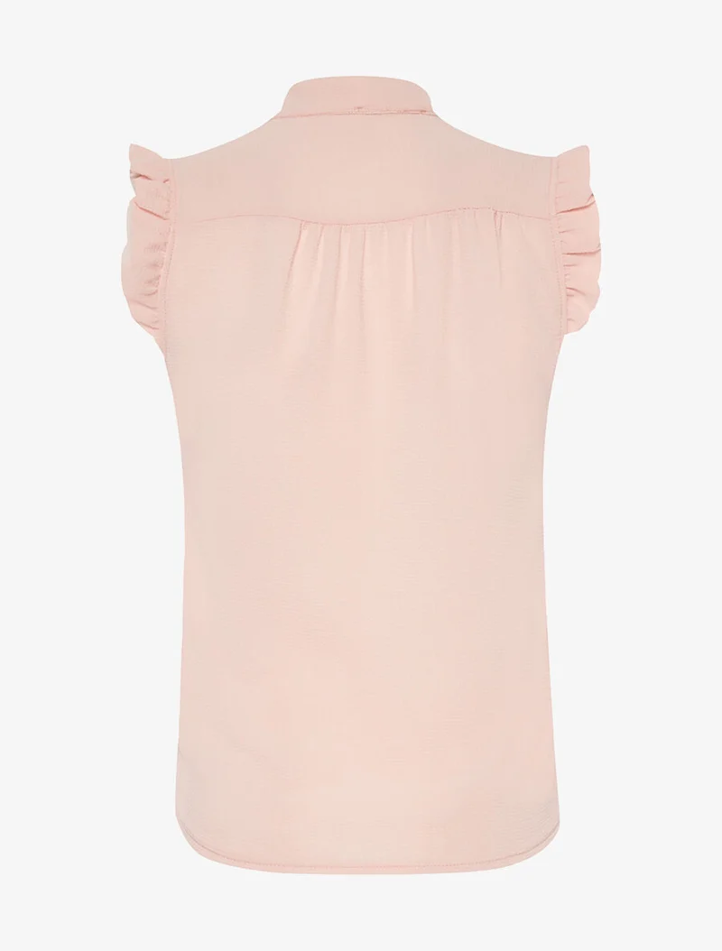Bluse mit Bindekragen - Blassrosa