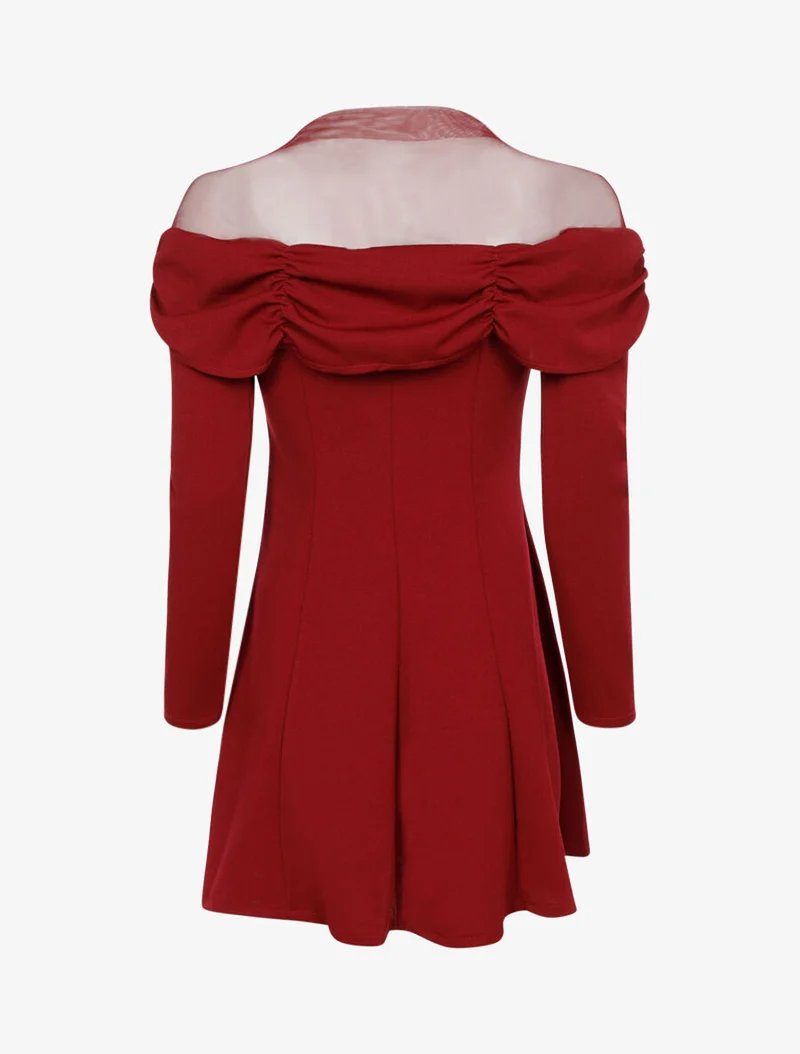 Faltenbrustkleid - Weinrot