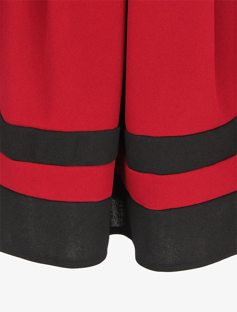 Skaterkleid mit kontrastierenden Streifen - Weinrot