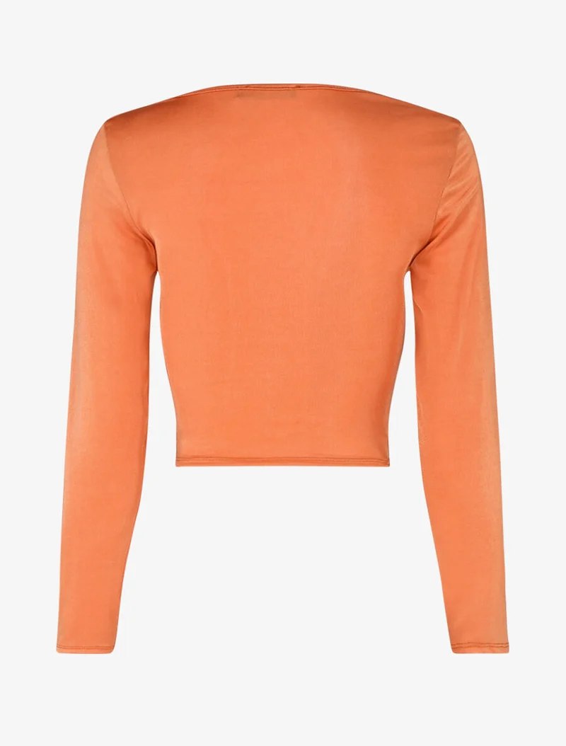 Satin-Bauchfreies Top mit Kordelzug - Orange