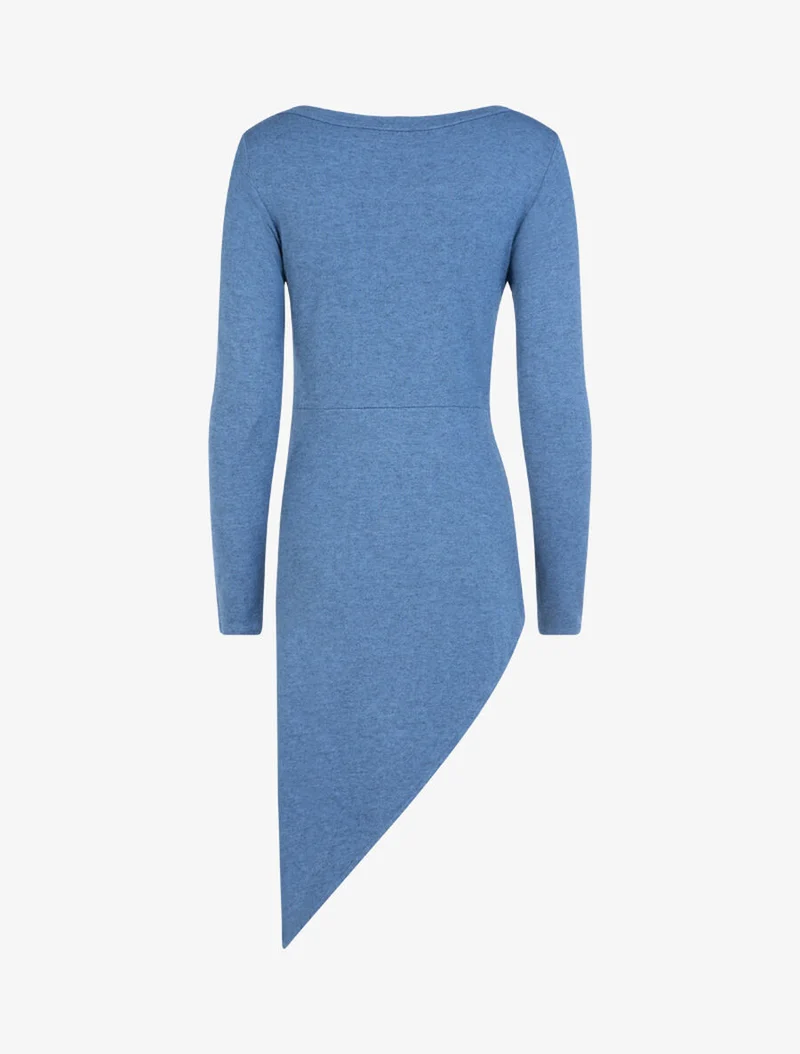Asymmetrisches Strickoberteil - Blaues Wagenrad