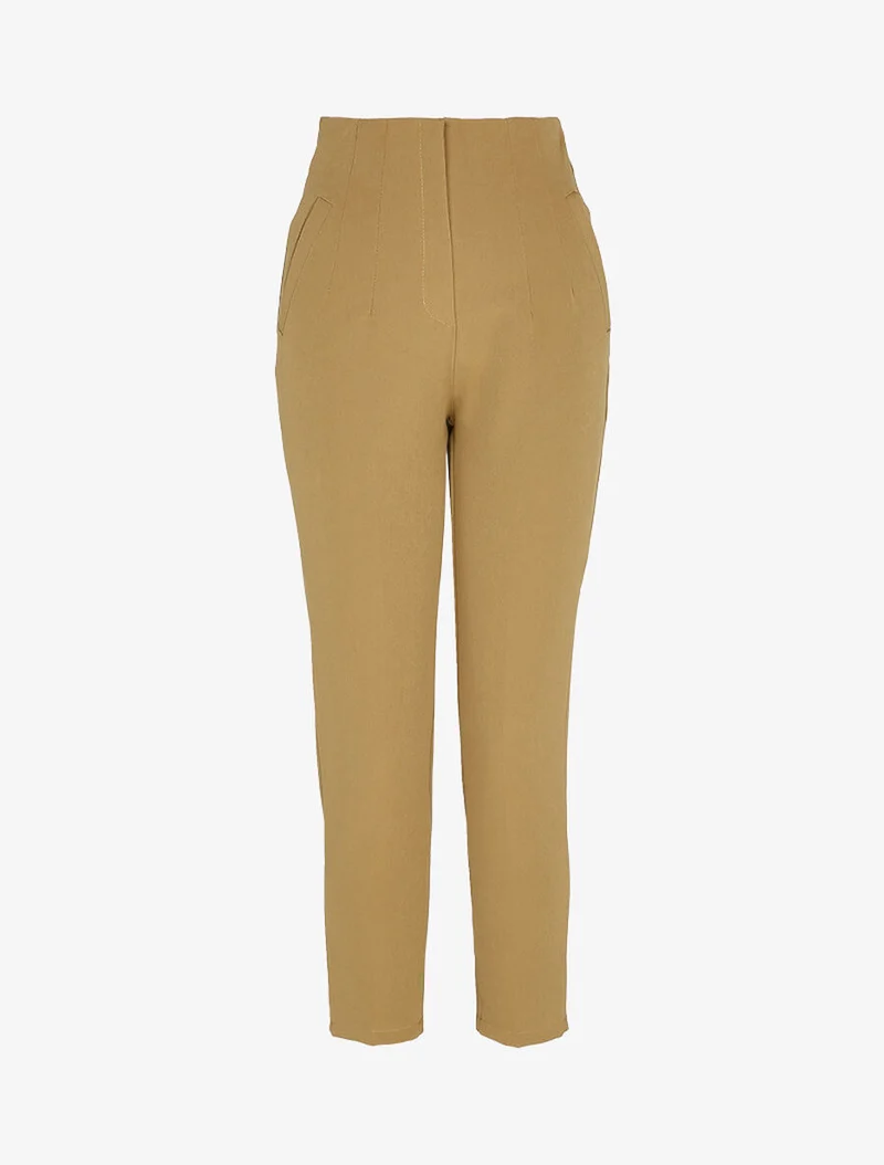 Fließende 7/8-Karottenhose - Kamel