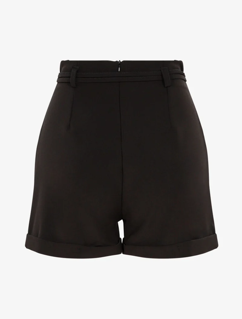 Fließende Shorts mit großen aufgesetzten Taschen - Schwarz