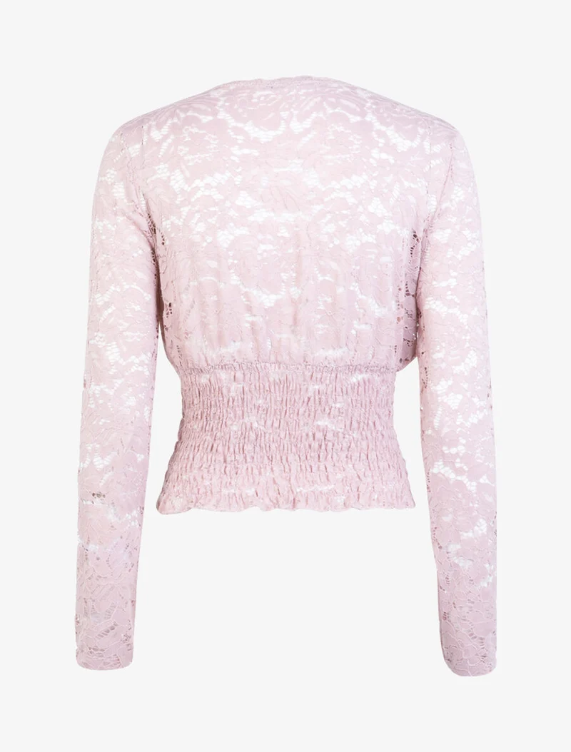 Spitzen-Crop-Top mit Muschelsaum - Rose