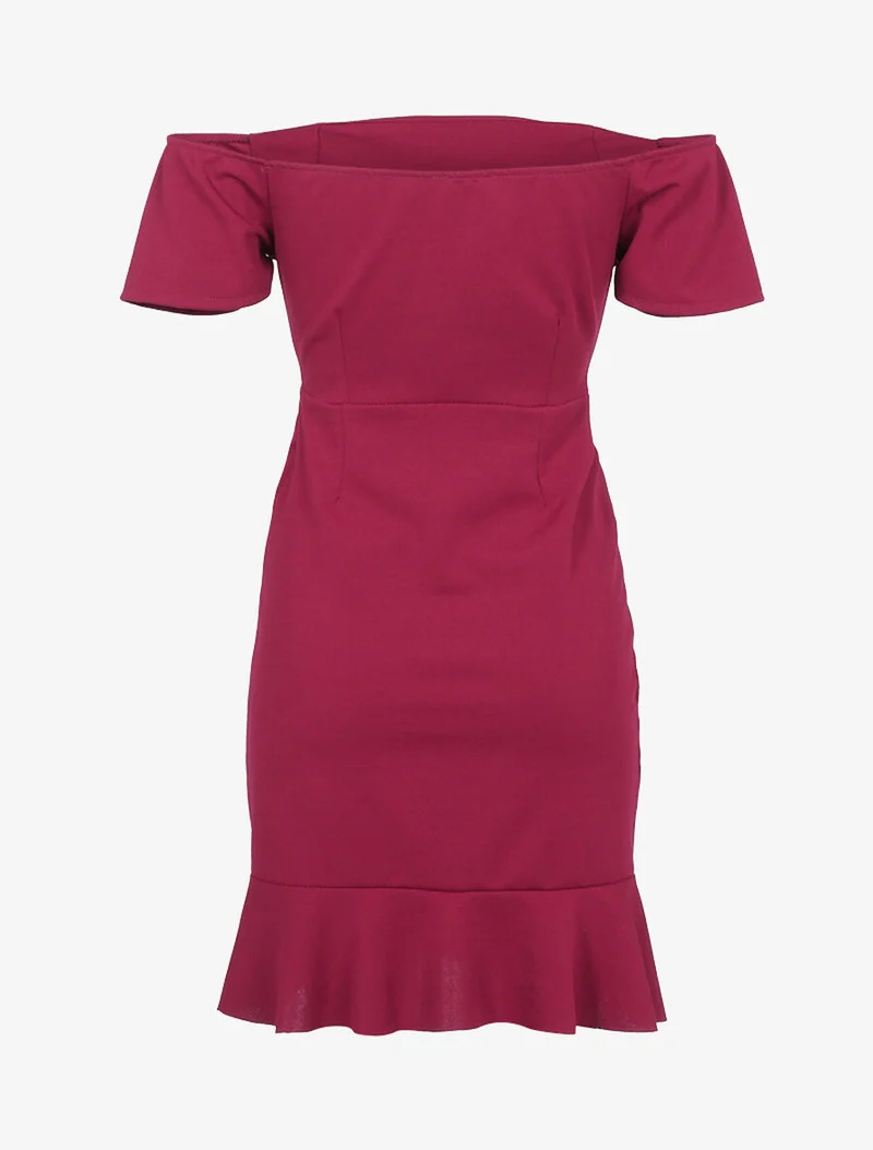 Kleid mit Kordelzug - Bordeaux