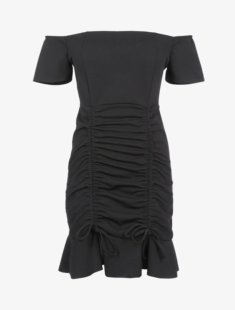 Kleid mit Kordelzug - Schwarz