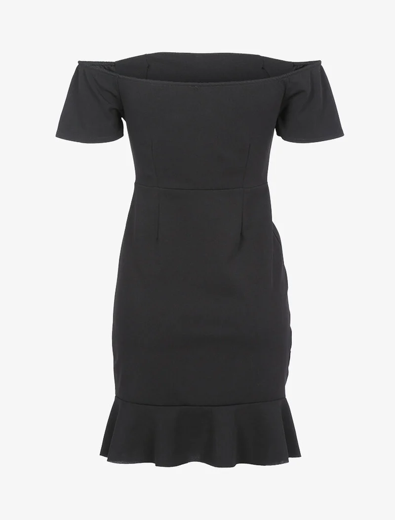 Kleid mit Kordelzug - Schwarz