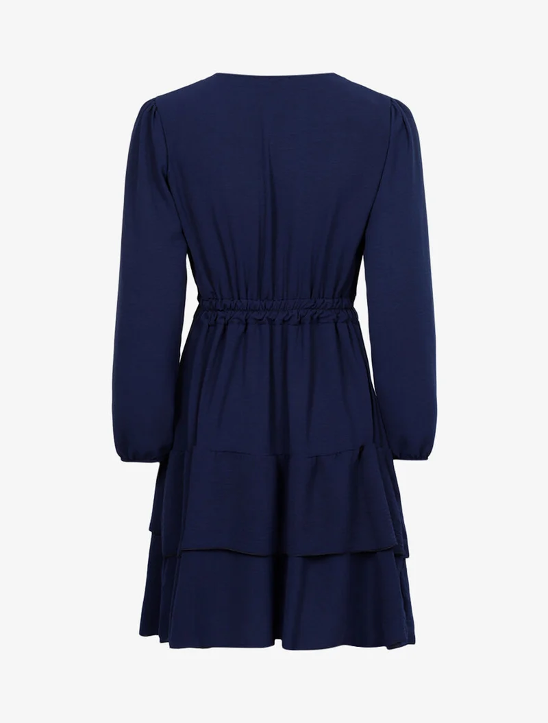 Leichtes Kleid mit geknöpftem V-Ausschnitt am Oberteil - Mitternachtsblau