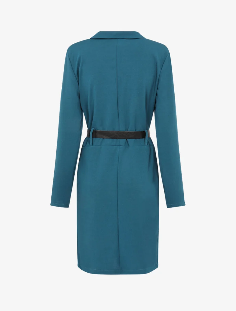 Kleid mit kontrastierenden Reißverschlüssen - Petrolblau