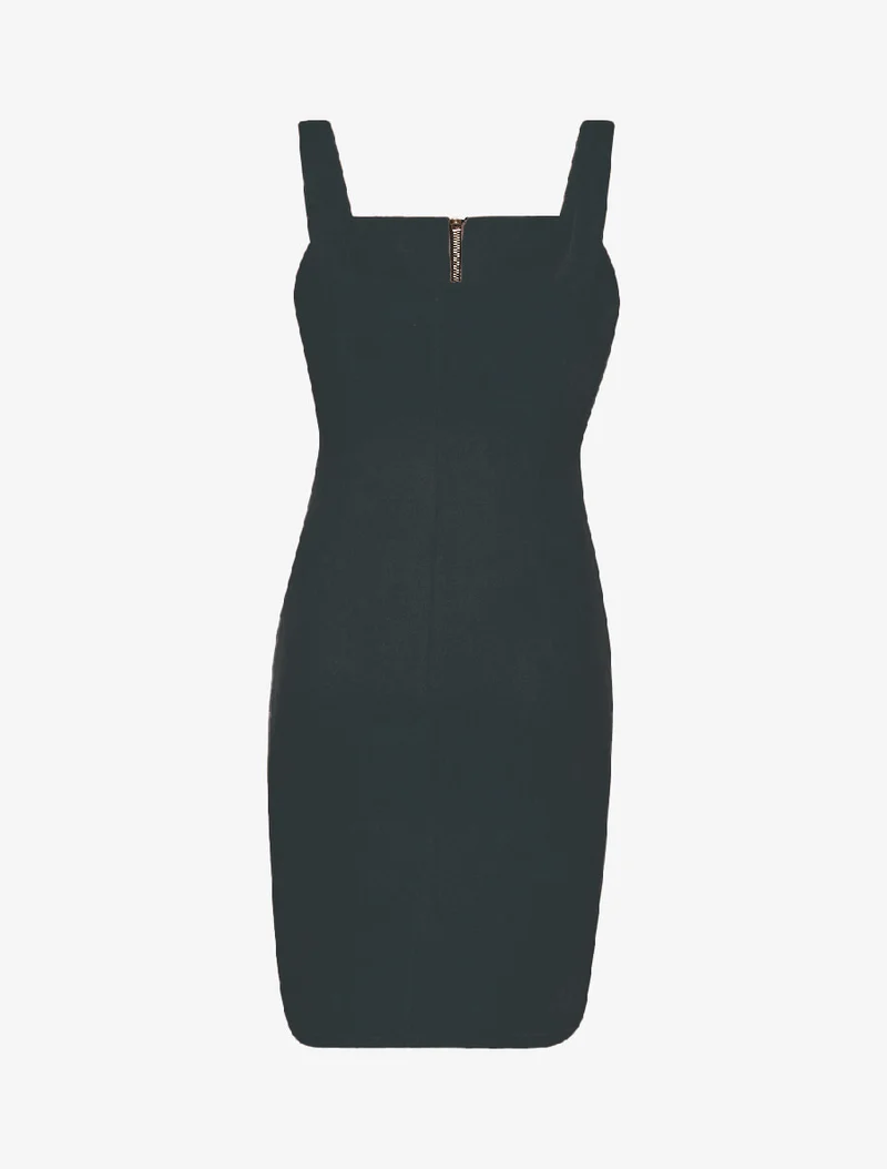 Reißverschluss-Wildlederkleid - Schwarz