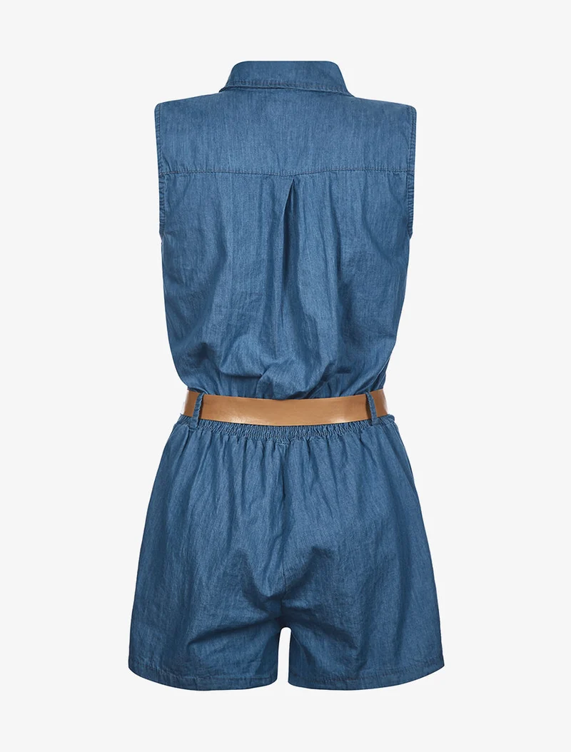 Pailletten-Schulteroverall - Denim