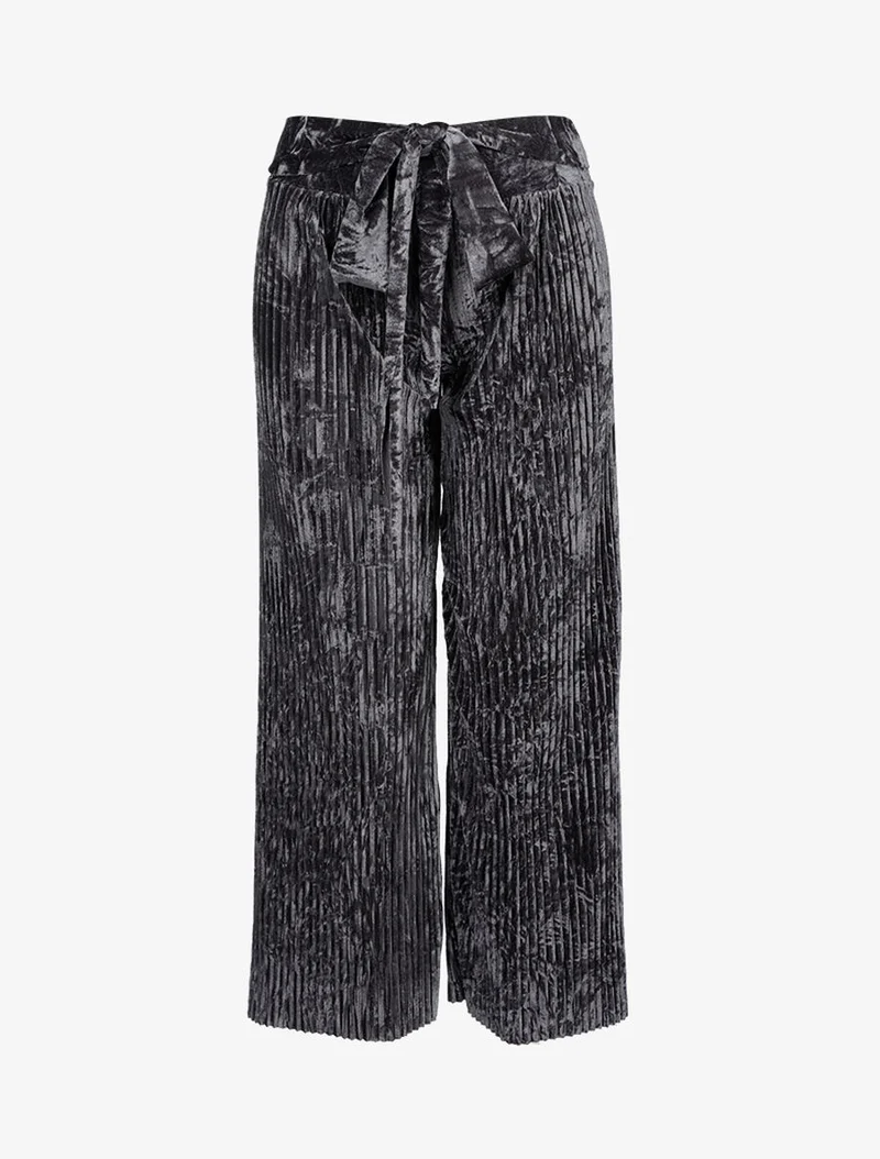 Gaufreierte Hose in Velours-Optik - Dunkelgrau