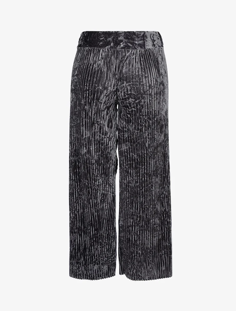 Gaufreierte Hose in Velours-Optik - Dunkelgrau