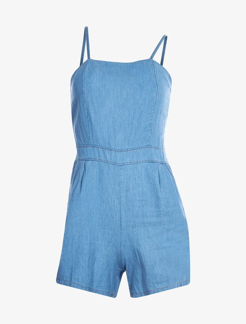 Elastischer Rücken-Overall - Helles Denim