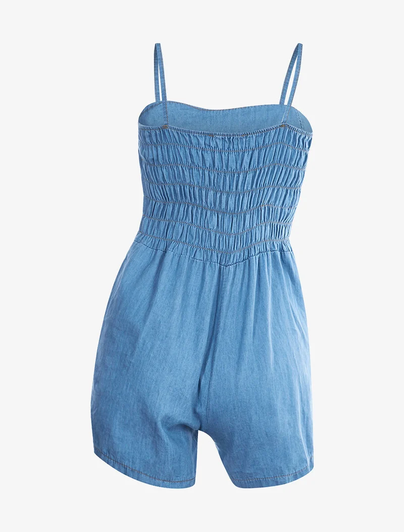 Elastischer Rücken-Overall - Helles Denim