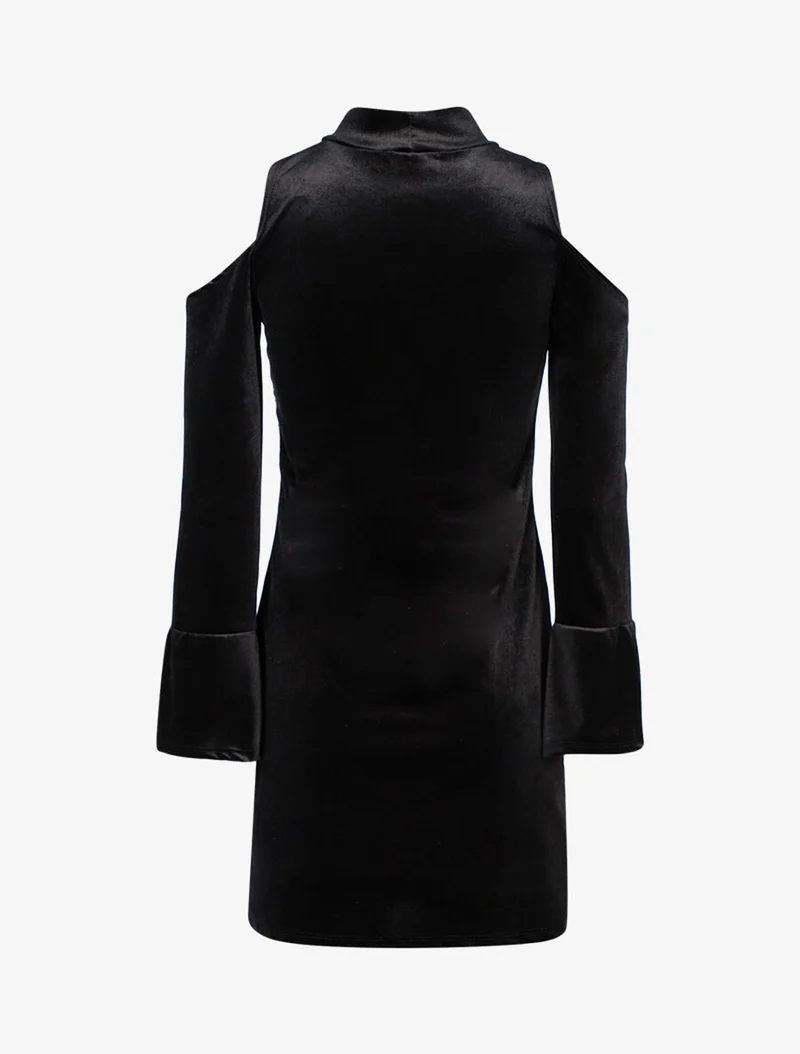 Schulterfreies Samtkleid - Schwarz