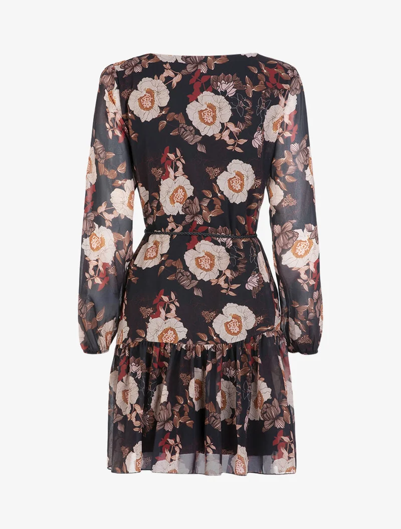 Kleid aus Voile mit Blumenmuster - Schwarz