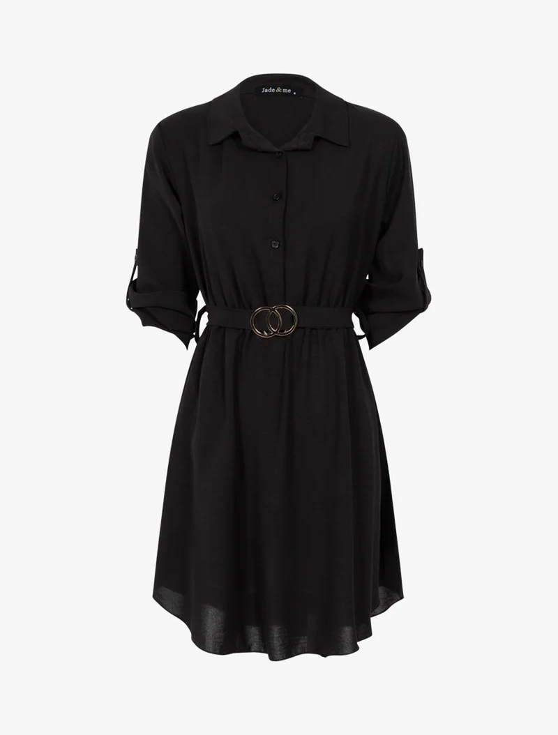 Hemdblusenkleid im Skaterstil - Schwarz