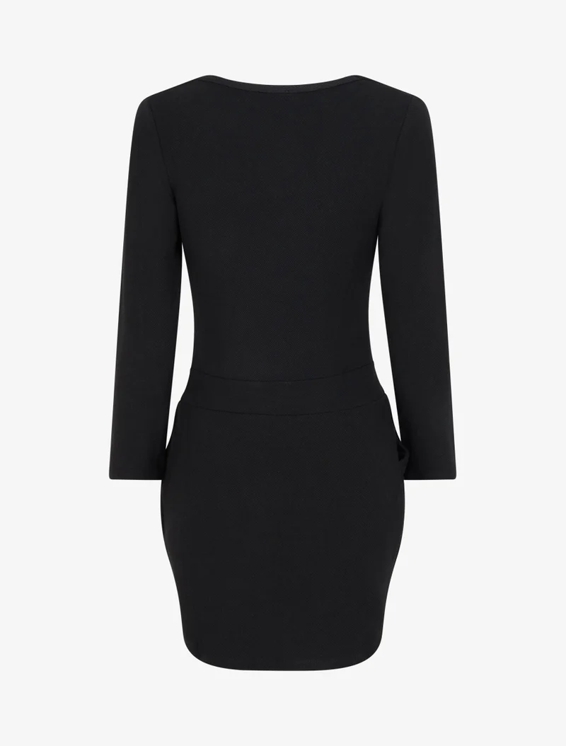 Einfarbiges Kleid mit bauschigem Saum - Schwarz