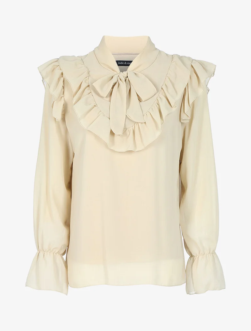 Bluse mit Rüschen-Details - Beige
