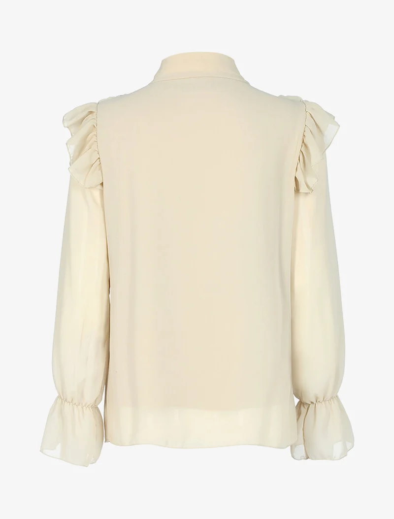 Bluse mit Rüschen-Details - Beige