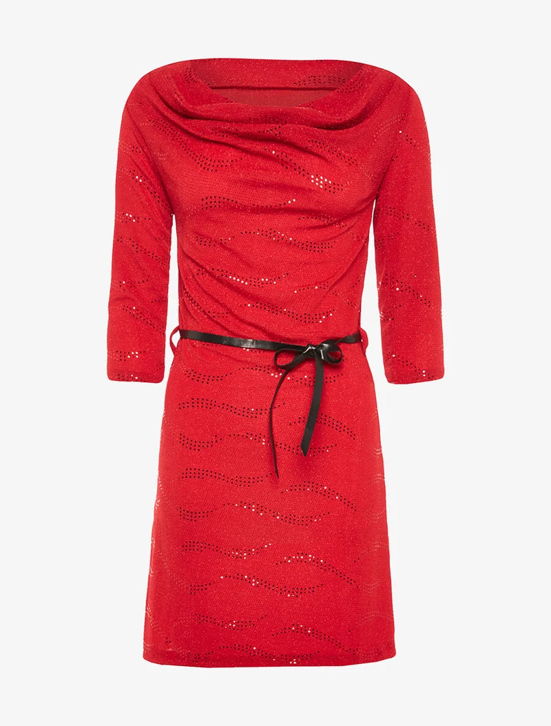Paillettiertes Wasserfallkleid - Rot