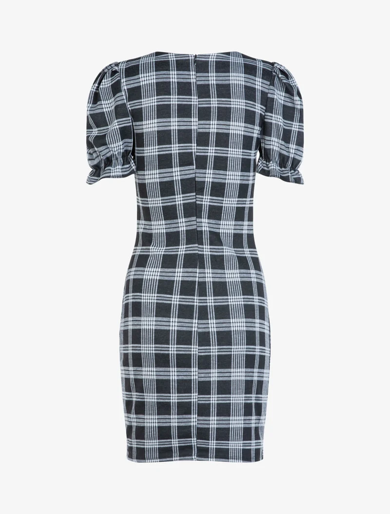 Etuikleid mit Tartan-Muster - Schwarz