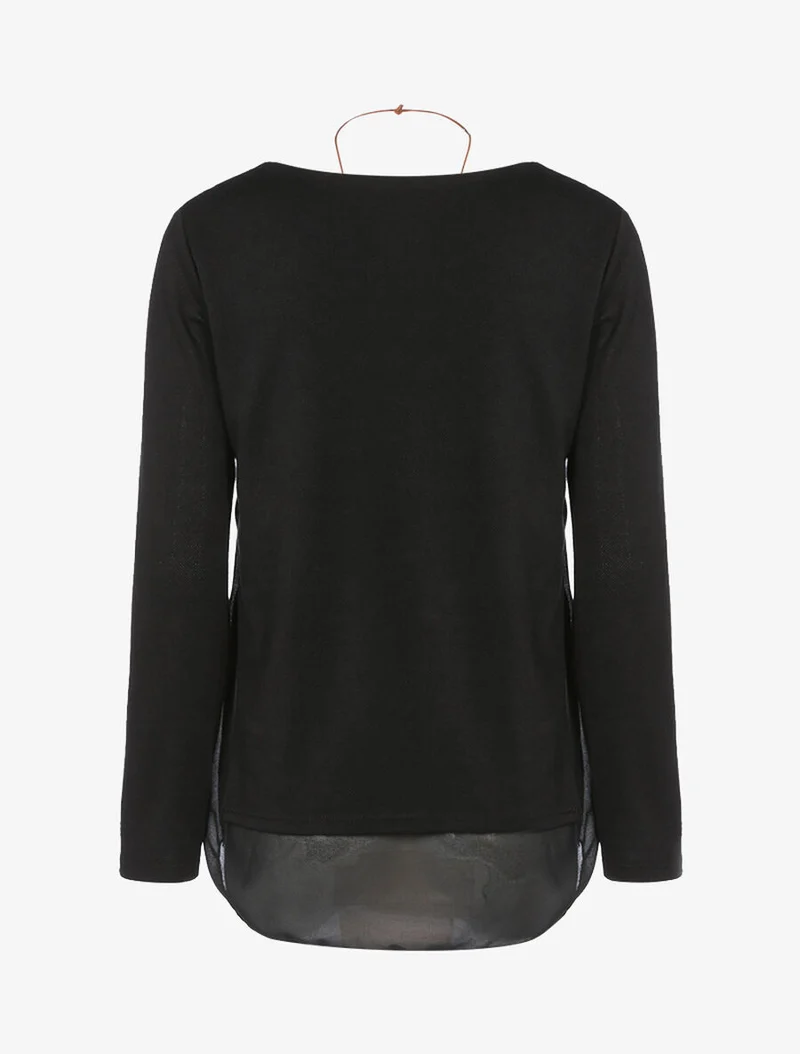 Voilegefüttertes Schlitz-Top - Schwarz