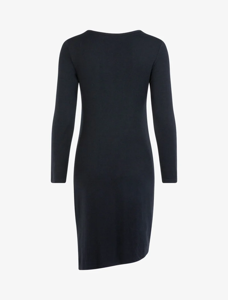 Feinstrickkleid mit Zopfrand - Schwarz
