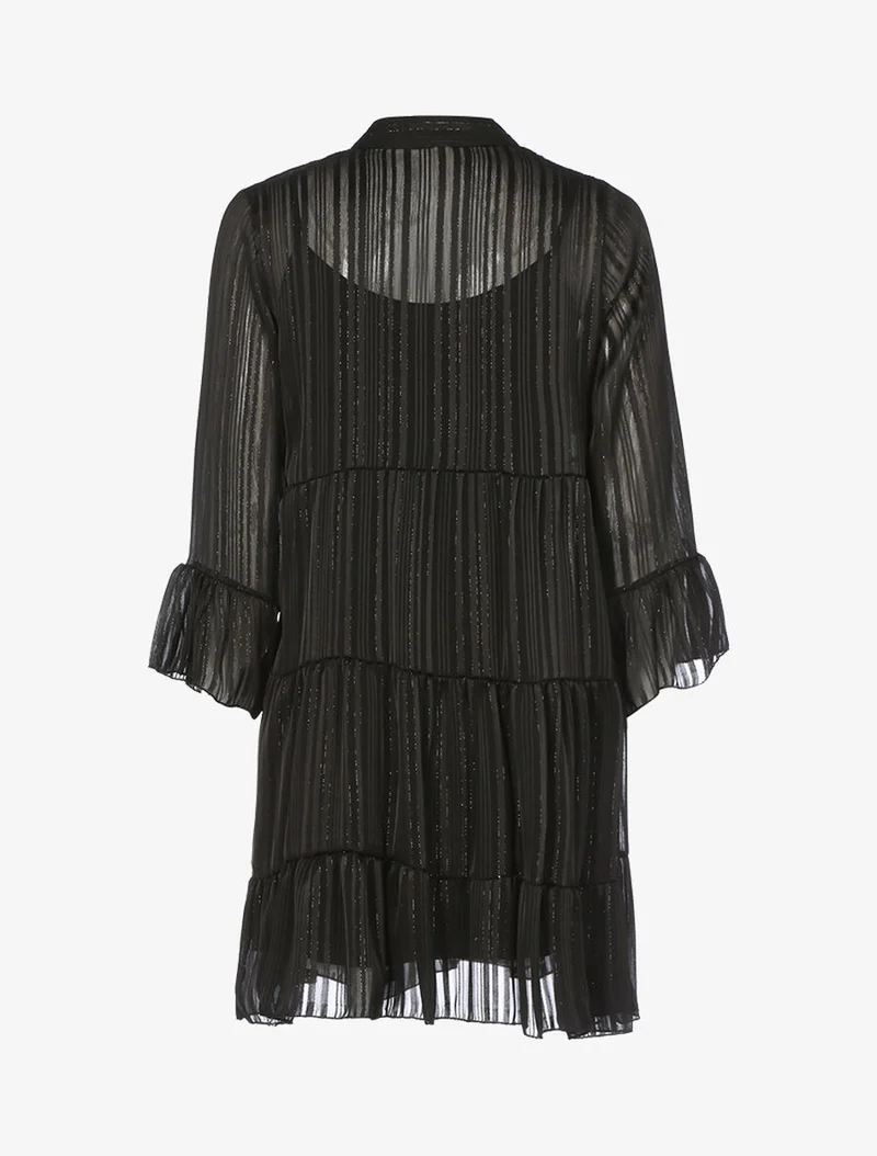 Rüschen-A-Linien-Kleid - Schwarz