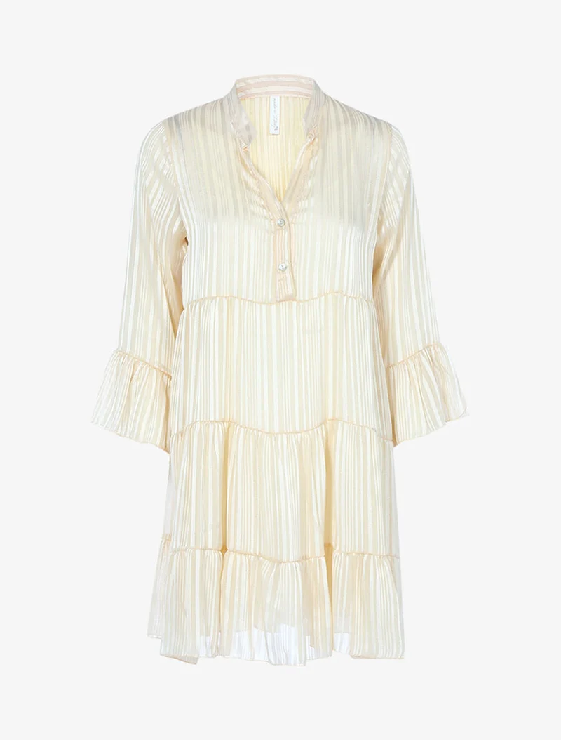 Rüschen-A-Linien-Kleid - Beige