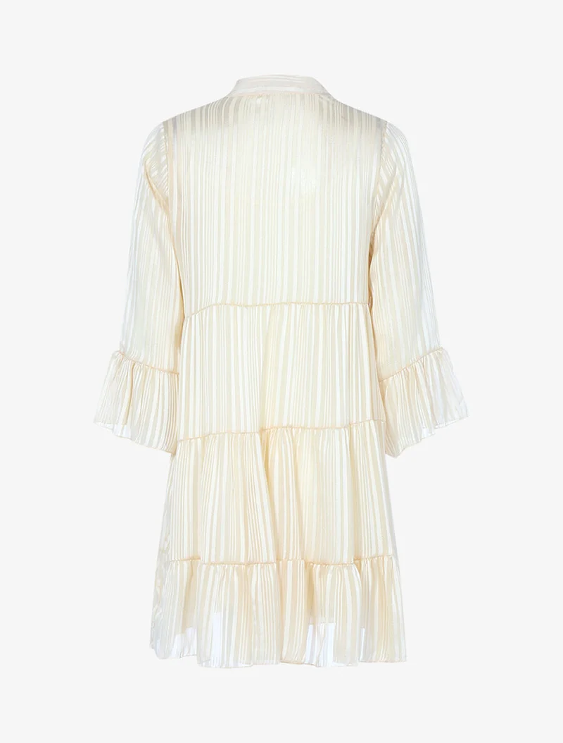 Rüschen-A-Linien-Kleid - Beige