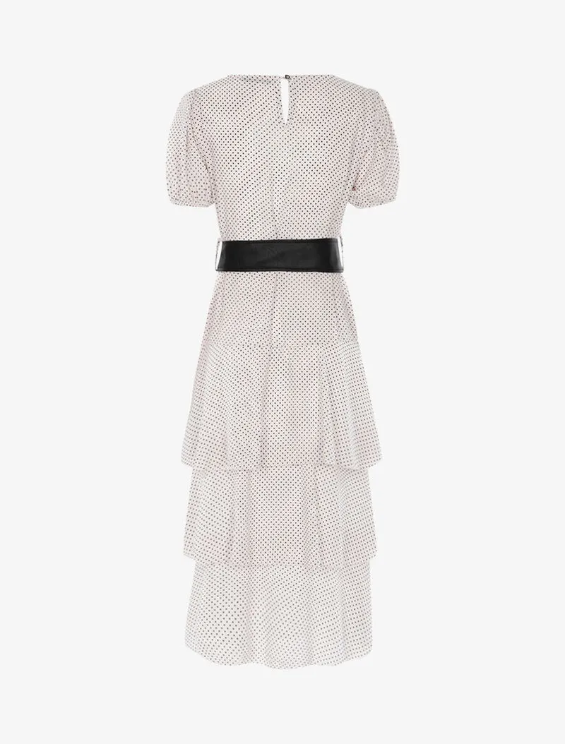 Kleid mit Punkten und Rüschen - Ecru