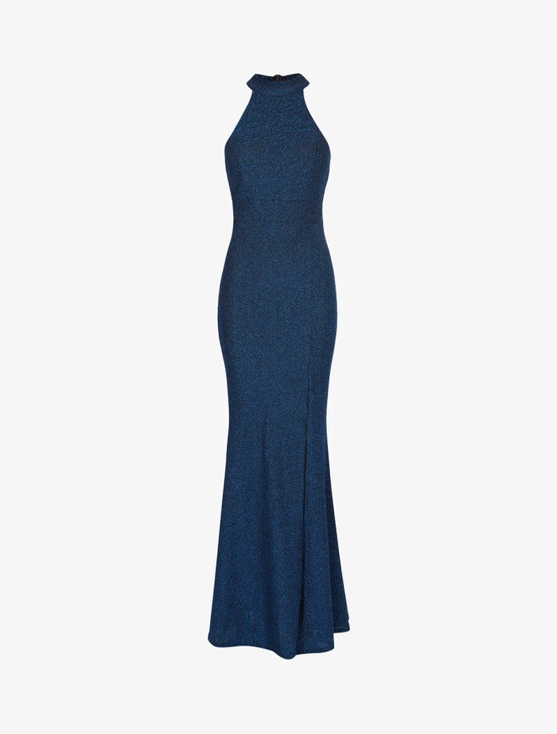 Glitzerndes Meerjungfrauenkleid mit amerikanischem Ausschnitt - Blau